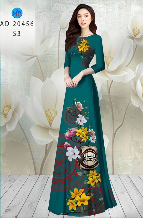 Vải Áo Dài Tết Hoa in 3D AD 20456 43